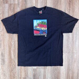 Close to Home "Invented Styrofoam Packing Peanuts" Black T-Shirt - size XLarge